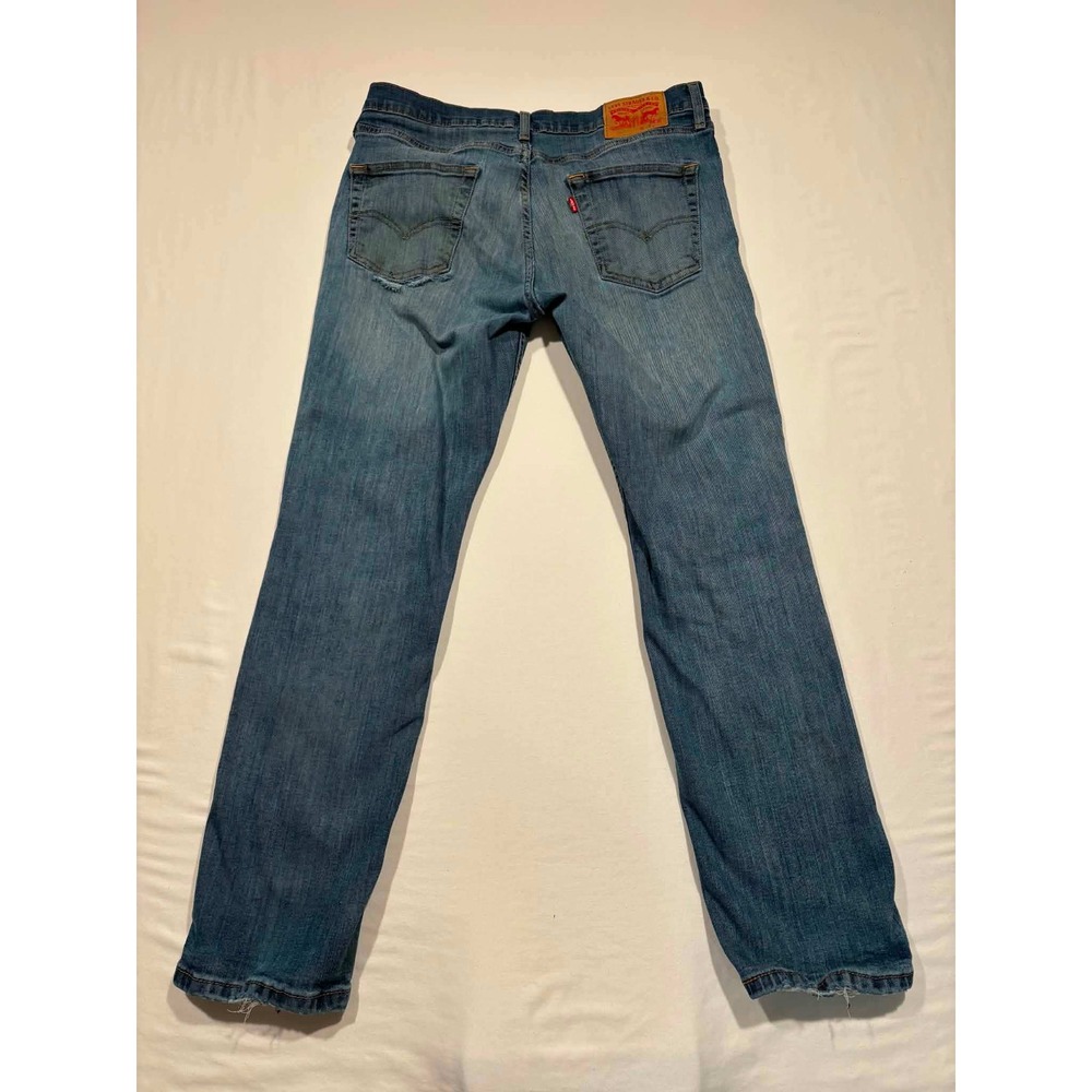 Levis 511 Slim Fit Mens Blue Jeans Medium Wash 34x30 Distressed Rip - Picture 6 of 8